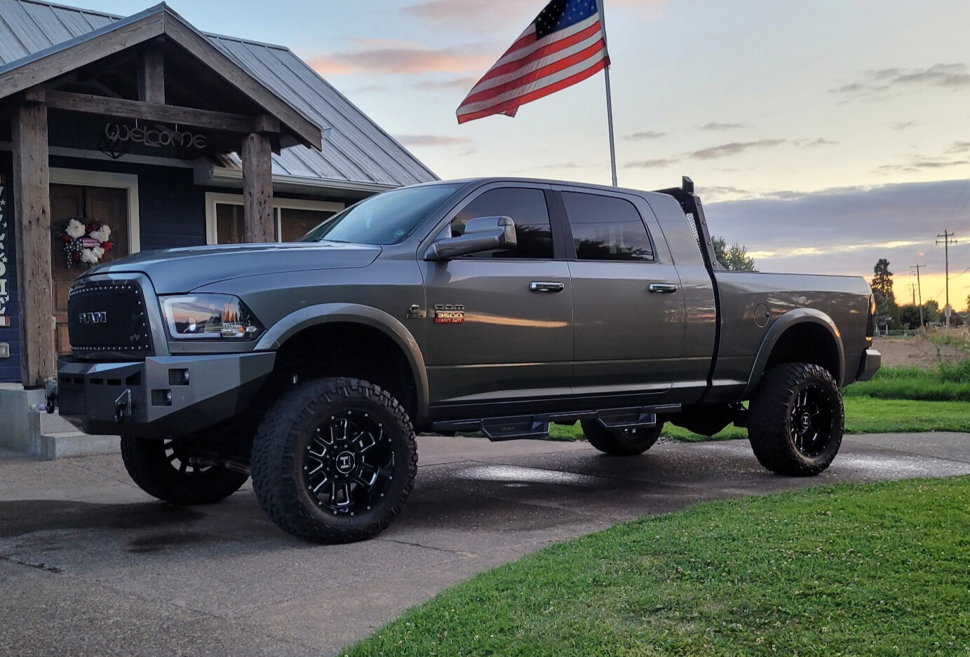 2012 Ram 3500 Laramie with Nitto Trail Grappler tires and Hostile H107 wheels