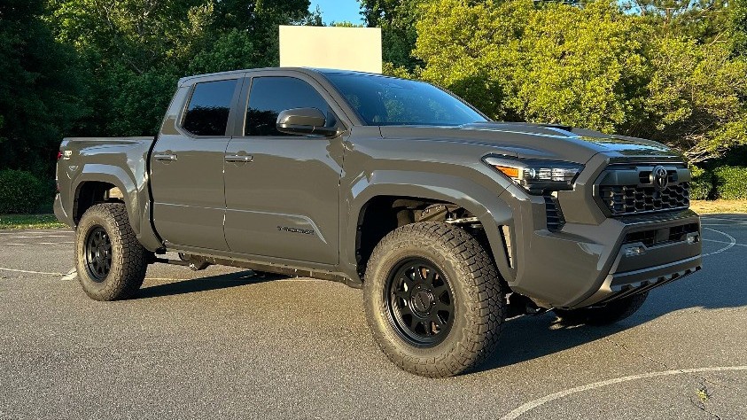 stock toyota tacoma in driveway