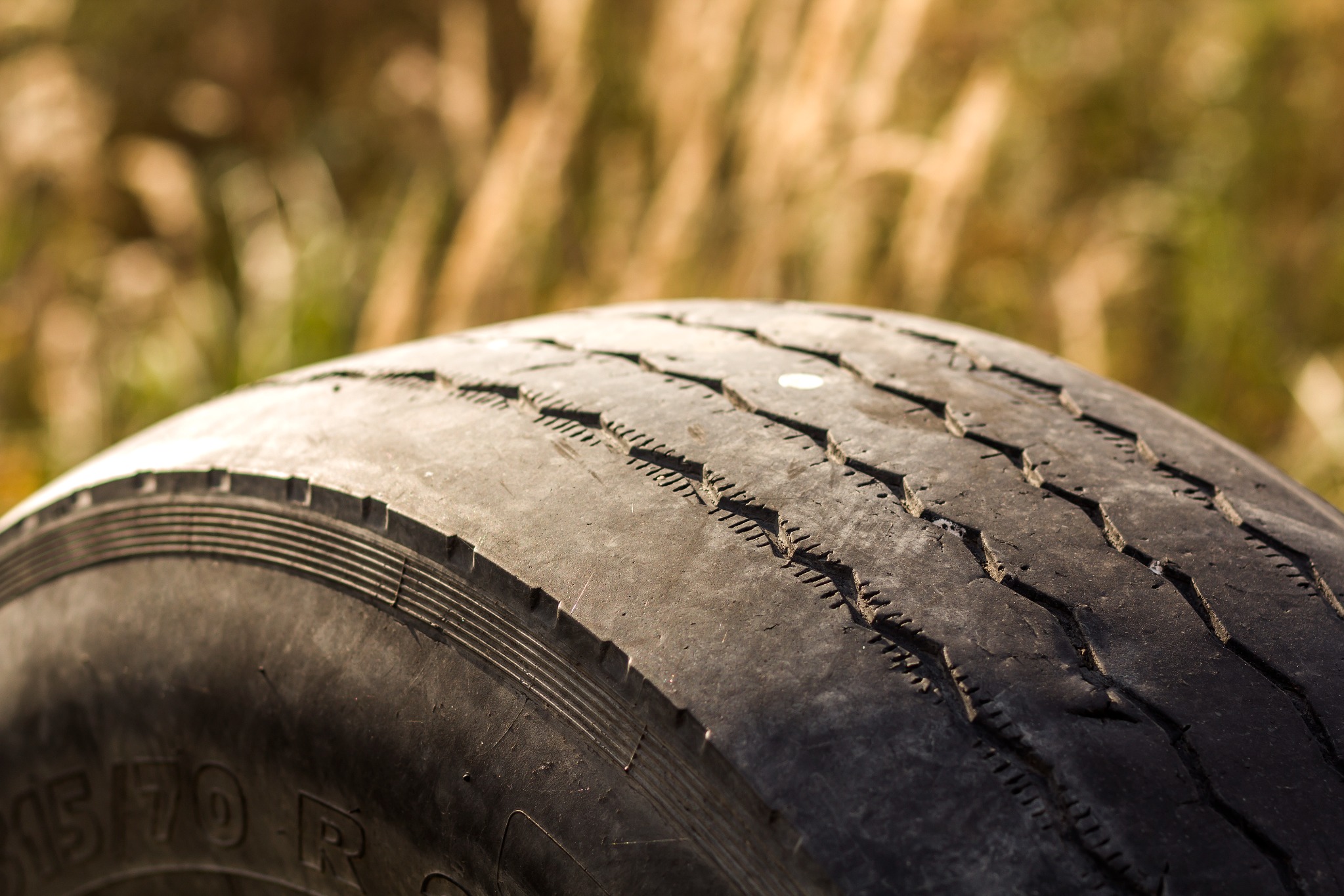 worn tread on big tire