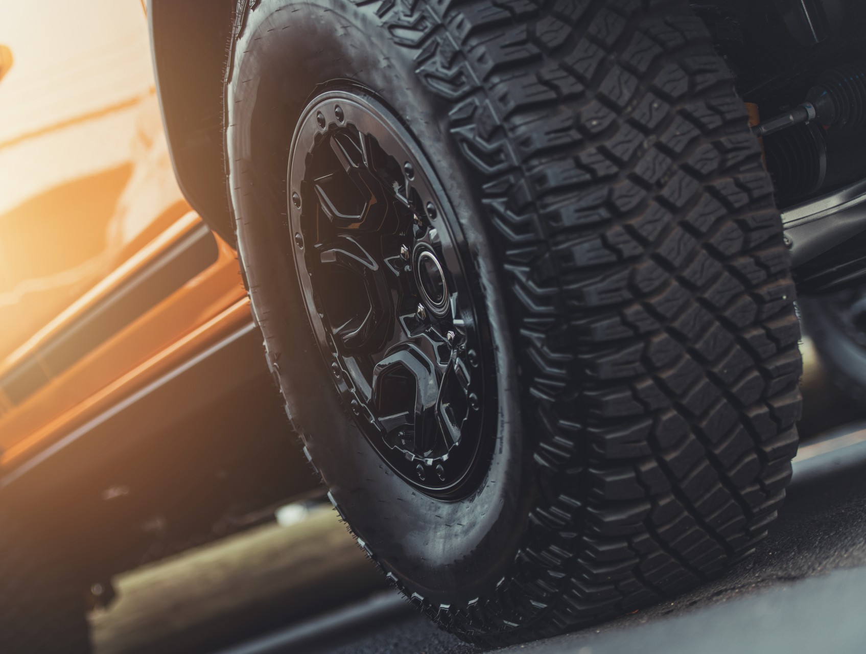 isolated view of off-road tire at only tires