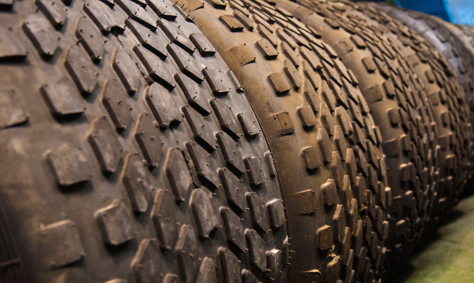 Lineup of old tires