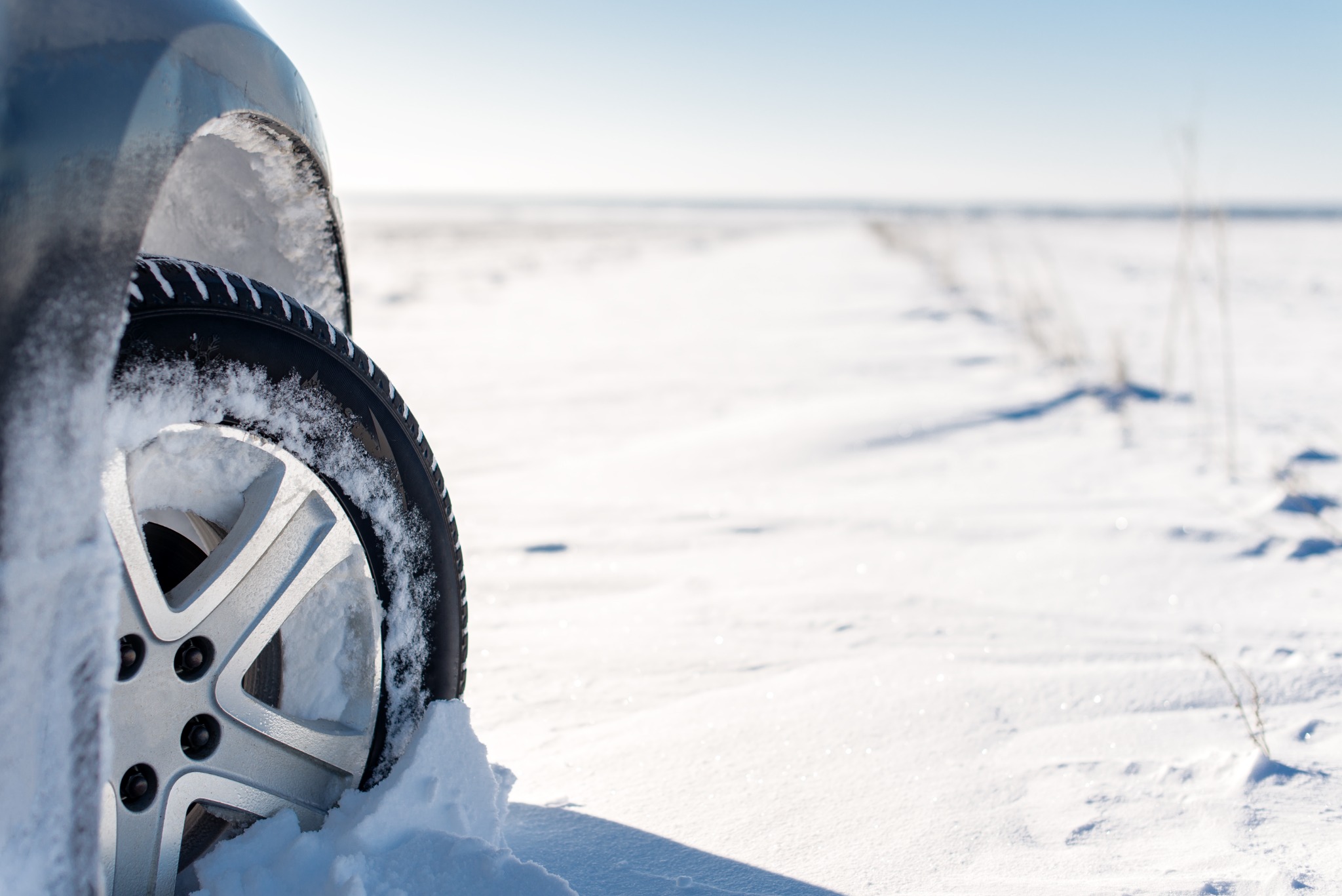 Winter Tire Buried In Snow