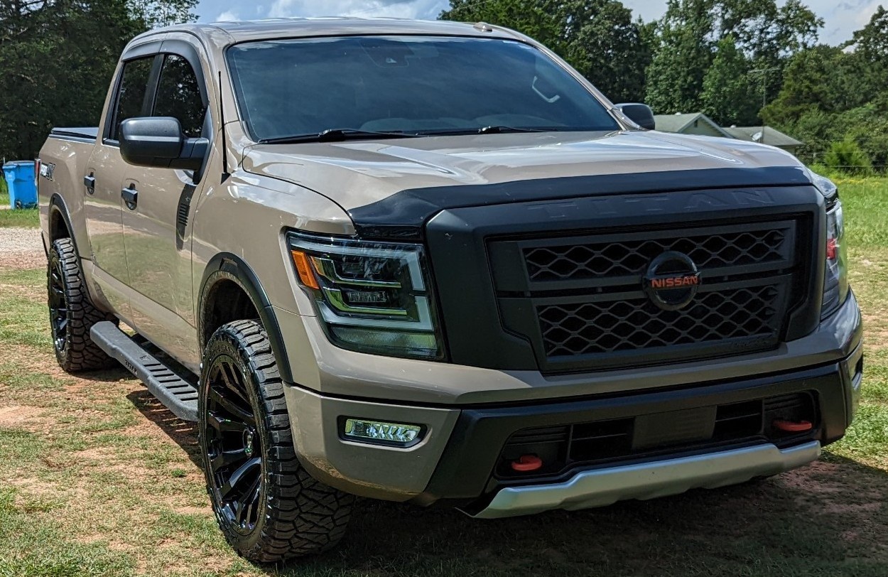 Front view of tan Nissan TITAN