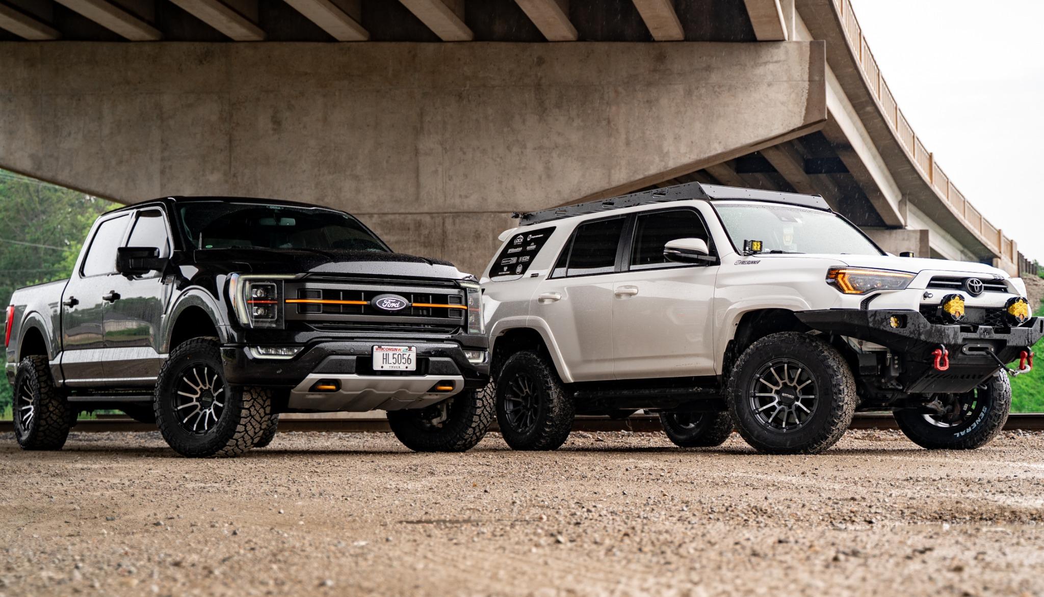 2021 Toyota 4Runner and 2022 Ford F-150 Tremor with Anthem Off-Road Raider wheels