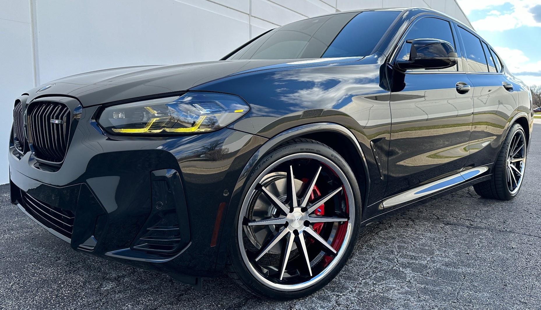 front view of black bmw hatchback