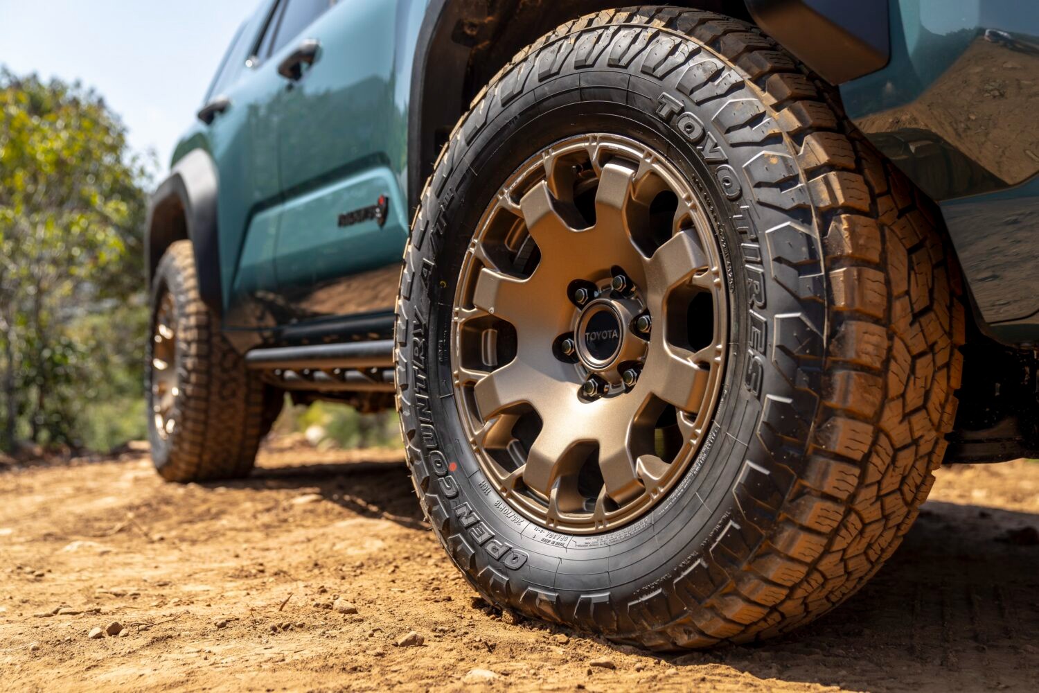 2025 toyota 4runner trailhunter with wheels and tires shown