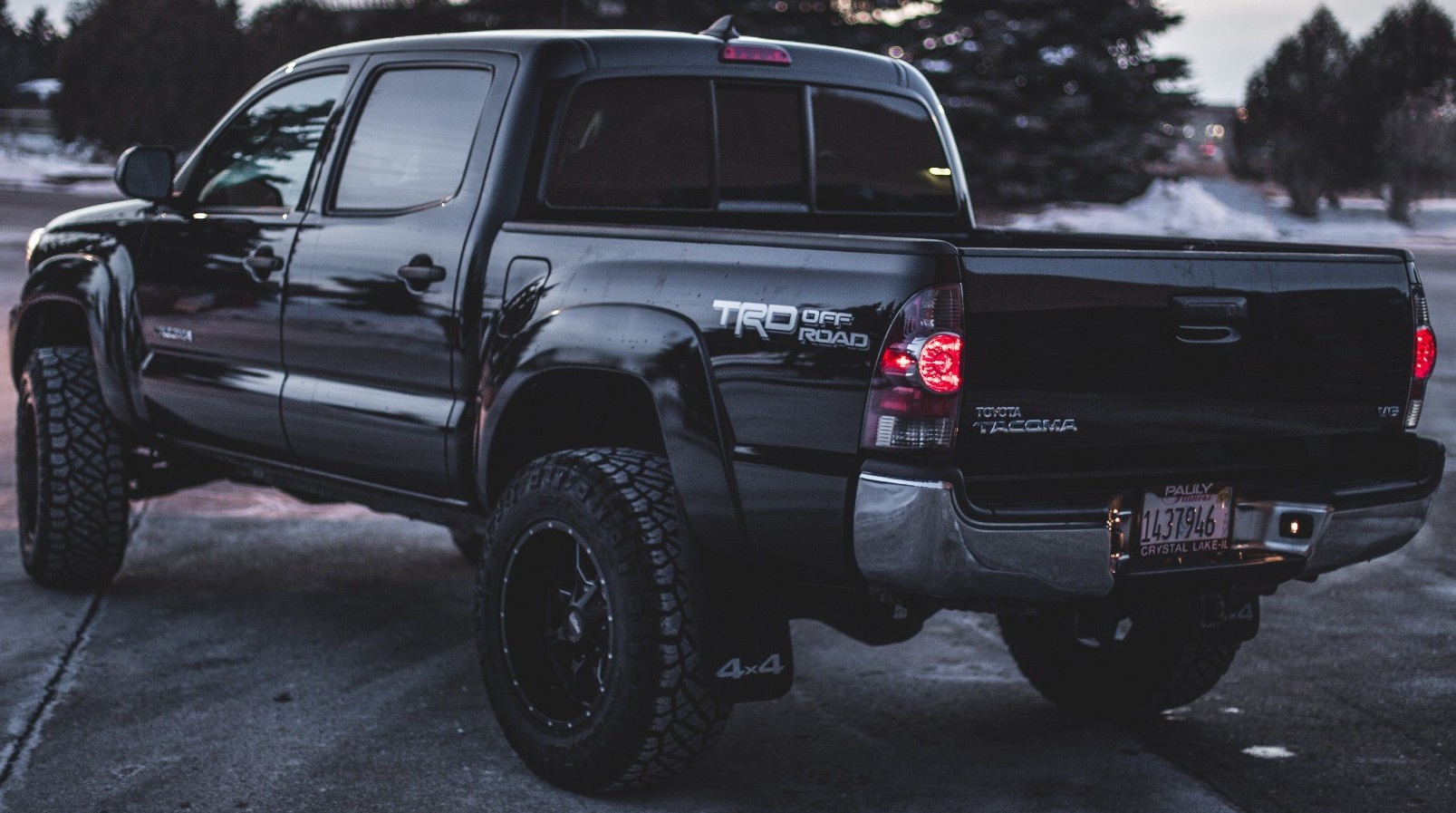 rear view of black toyota tacoma