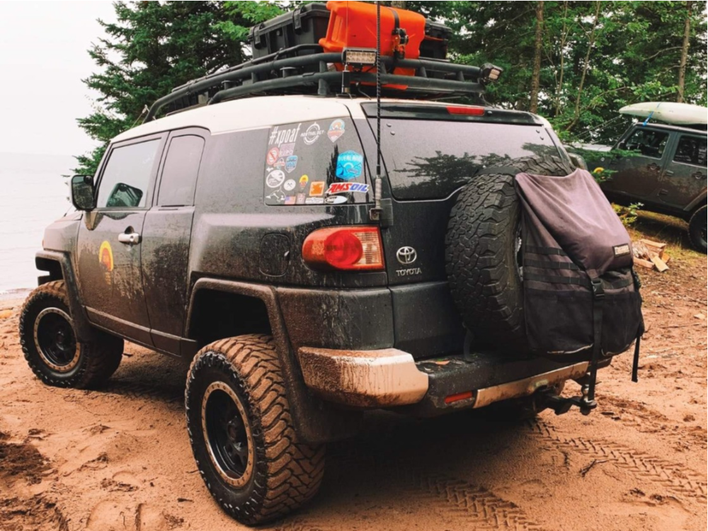 Rear shot of green Toyota FJ Cruiser