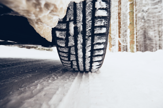 Tire on snowy road