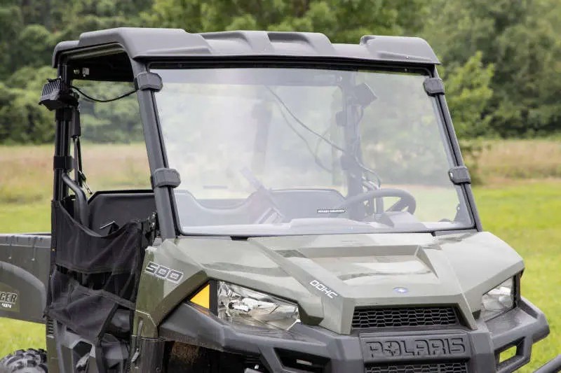 isolated view of windshield on polaris utv