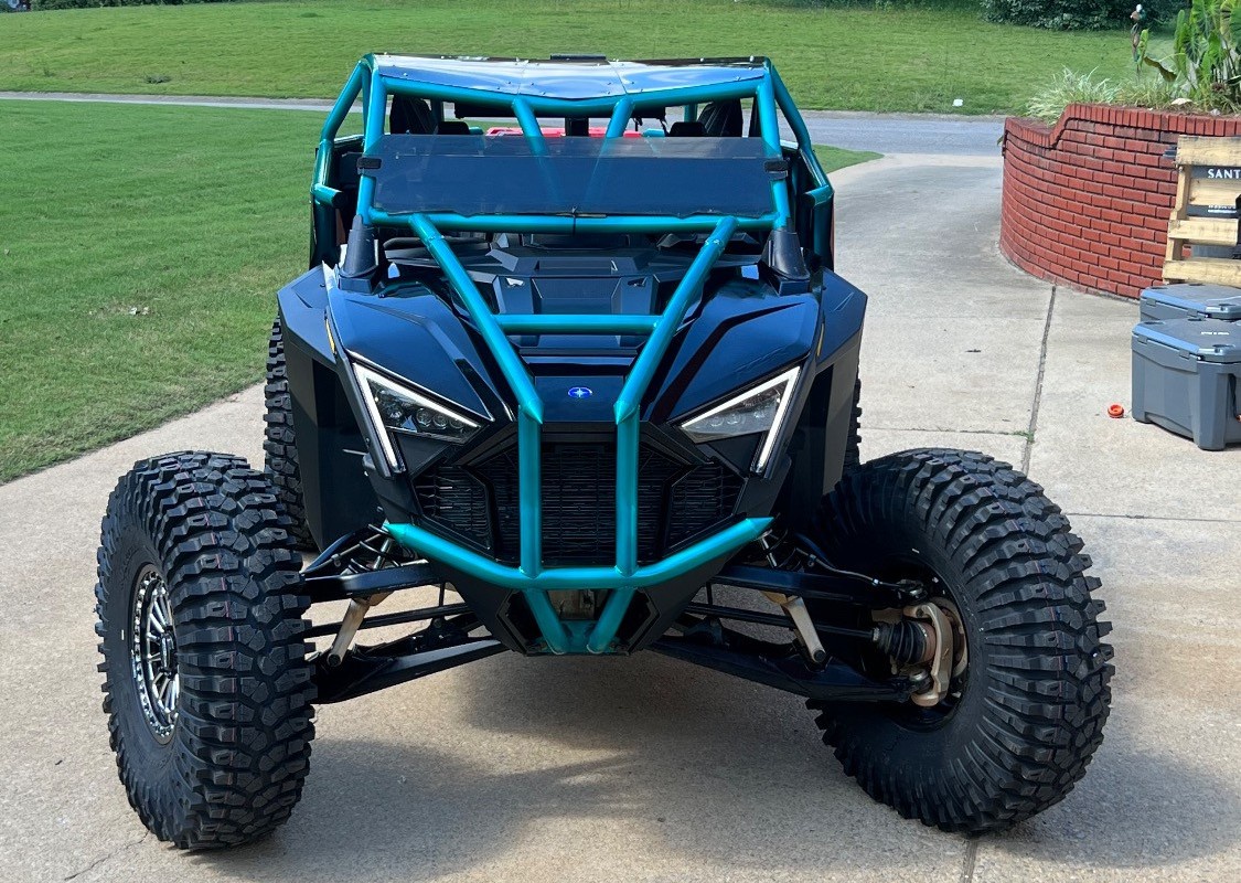 front view of atv with tires turned