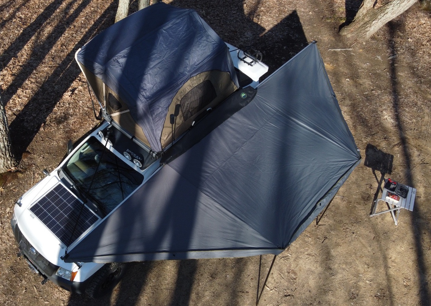 Overhead view of overlanding rig
